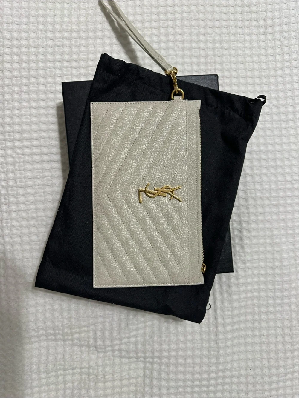 YSL Monogram Large Bill Pouch in Grained Leather